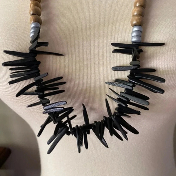 Bijou Brown & Black Barbados Statement Necklace - Picture 3 of 7